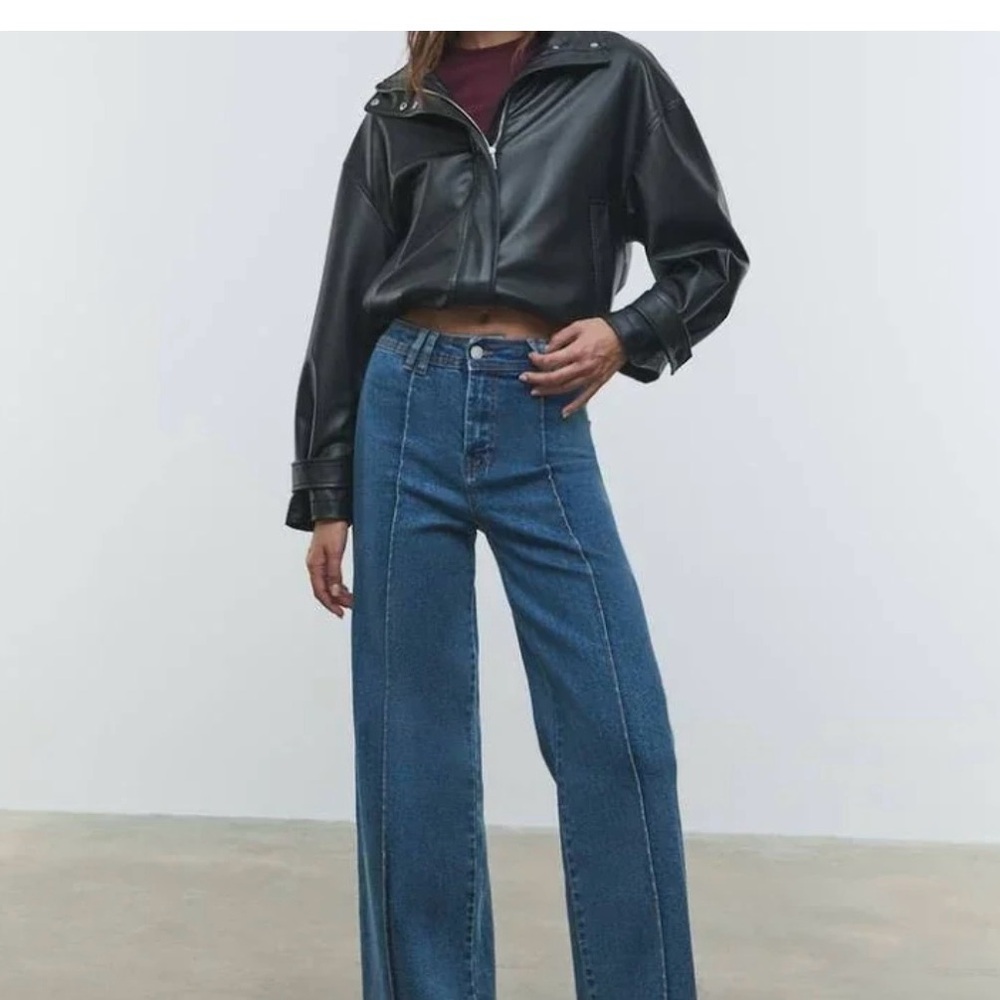 Stradivarius Classic Blue Wide-Leg Jeans